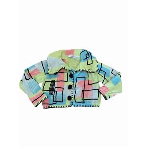 Michael Simon Vintage Sweater Multicolor Geometric Print Cardigan